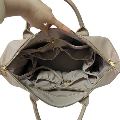 MAEVA BELLE LUIERTAS - BEIGE VEGAN LEATHER-GOLD HARDWARE (PRE ORDER NU, EIND JULI LEVERBAAR)